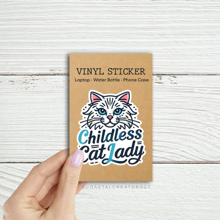 Childless Cat Lady Laptop & Water Bottle Sticker