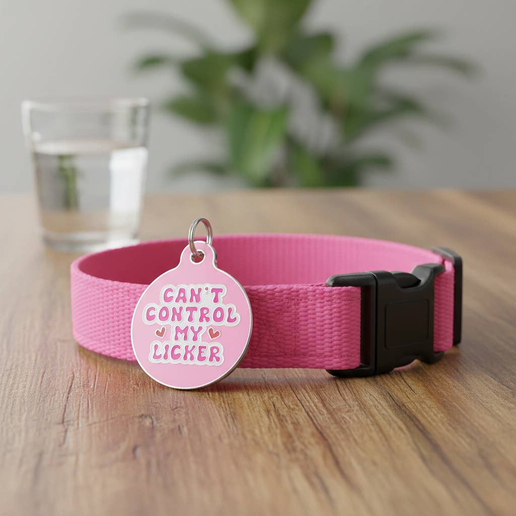 Dog Tag w/ Personalized QR Code - Can't Control my Licker