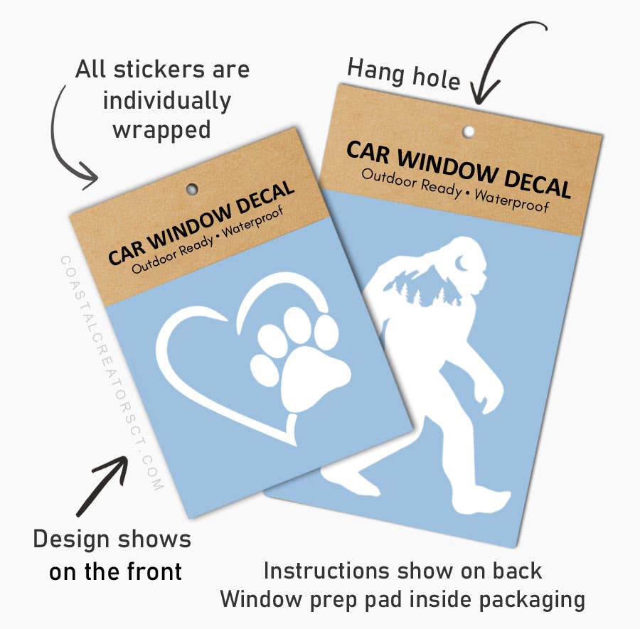 "Dog Mom" White Vinyl Window Decal (Packaged, 2 Sizes)