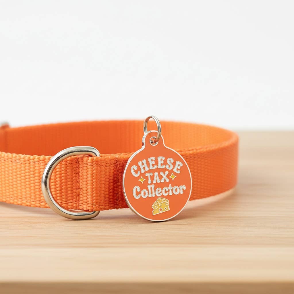Cute Dog Tag w/ Personalized QR Code - Cheese Tax Collector