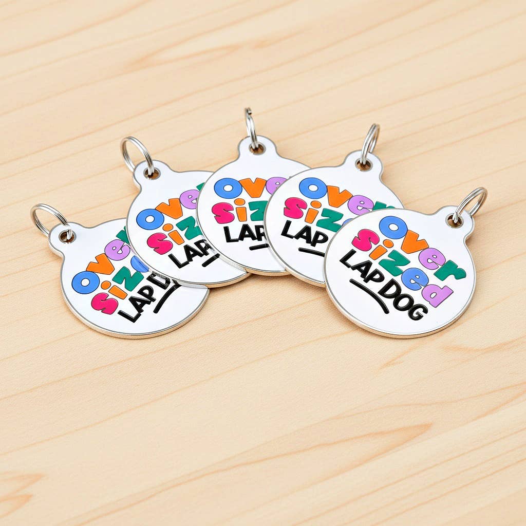 Dog ID Tag with Personalized QR Code - Oversized Lap Dog