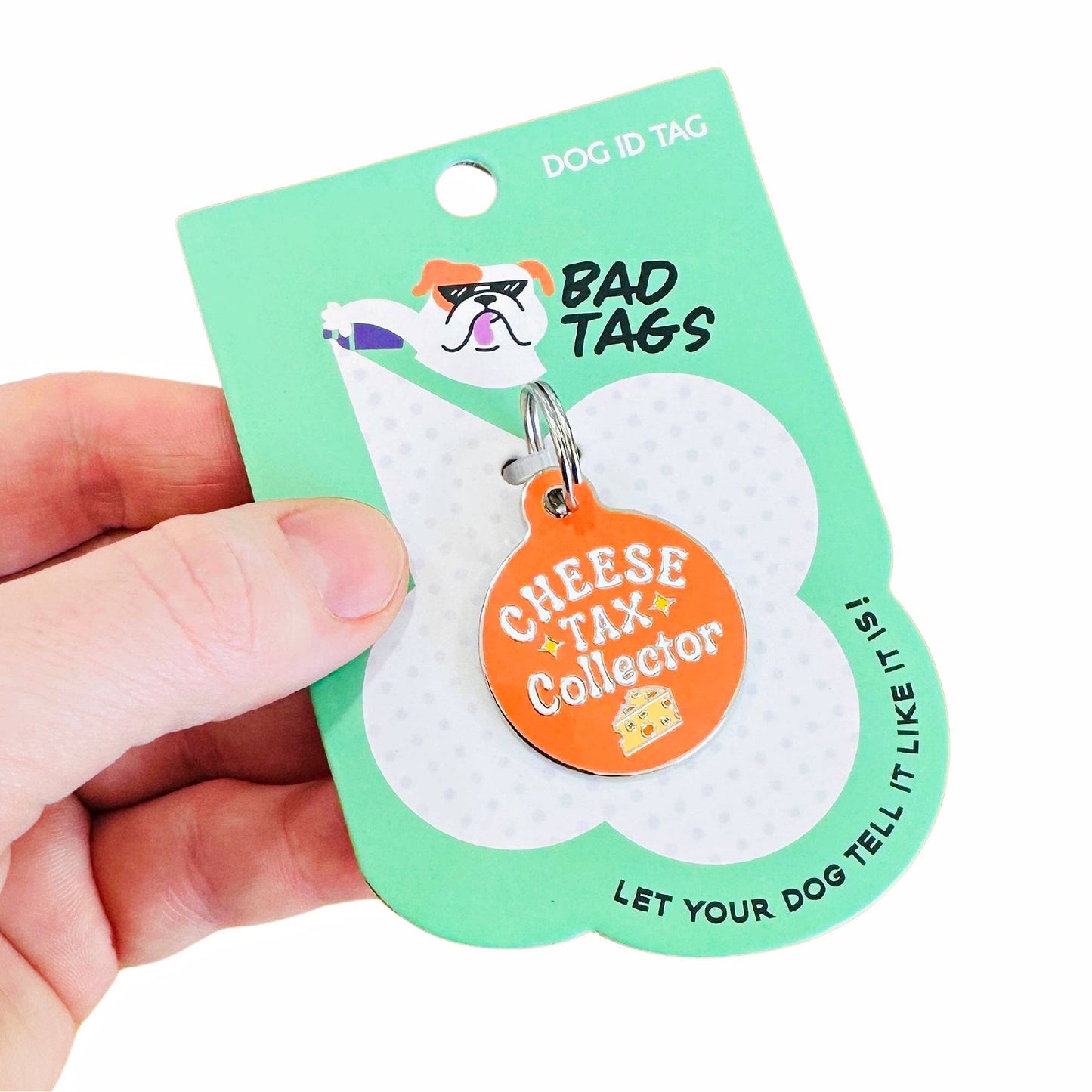 Cute Dog Tag w/ Personalized QR Code - Cheese Tax Collector