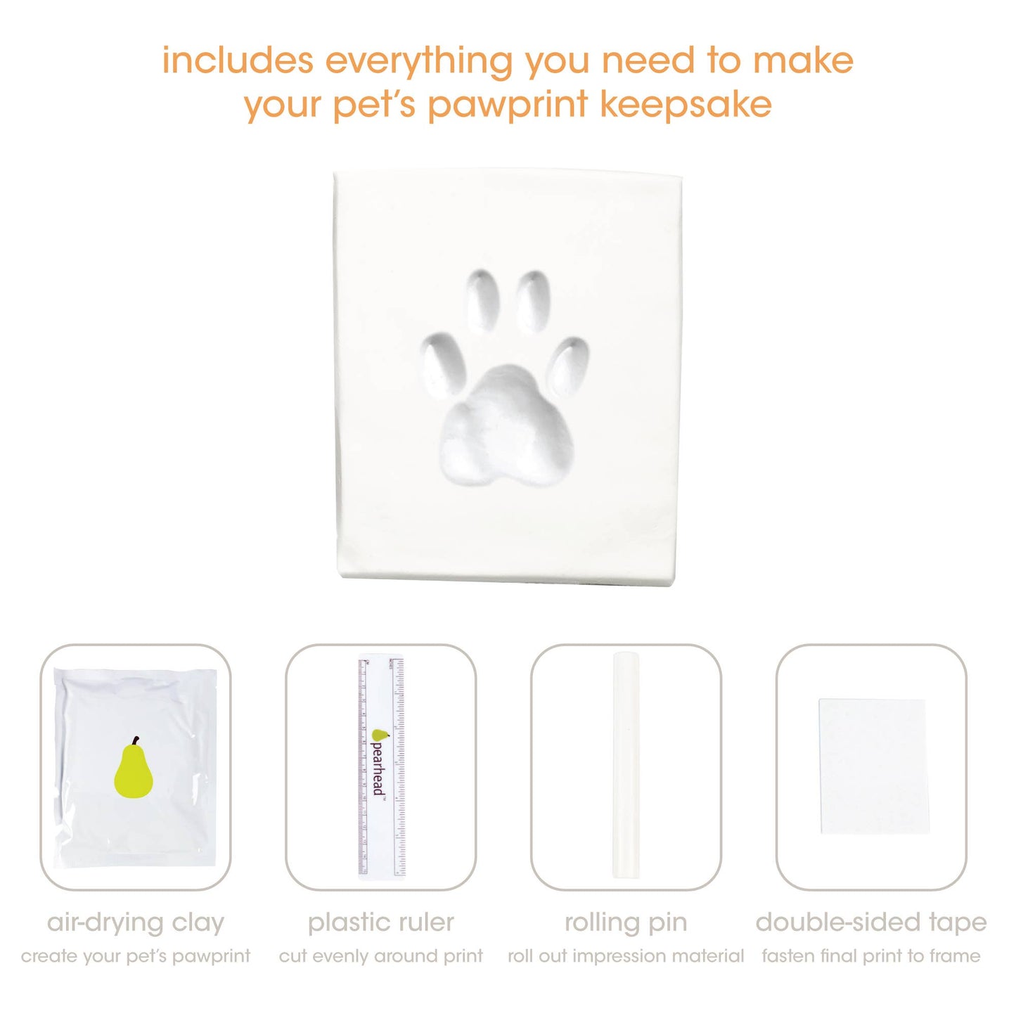 Pawprints Wall Frame and Impression Kit, White Distressed