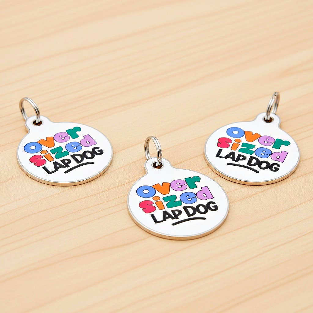 Dog ID Tag with Personalized QR Code - Oversized Lap Dog