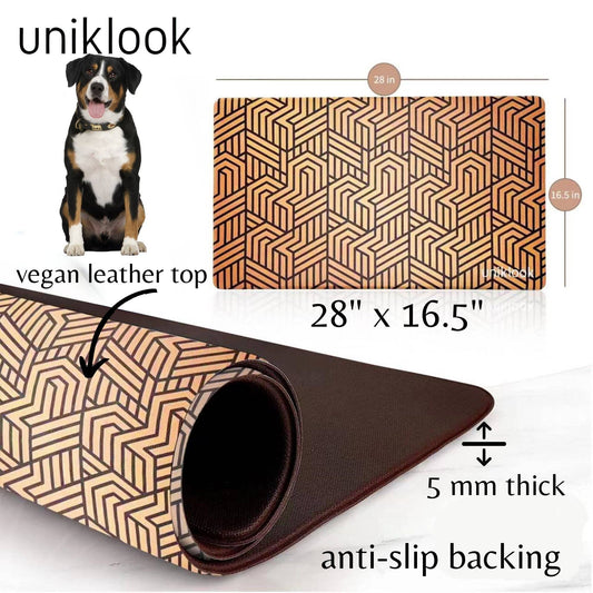 Dog food mat Pet placemat Vegan Leather 28"x16.5" Waterproof
