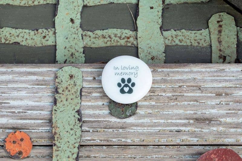 Pet Grief Imprinted Glass Stones (40) in Dough Bowl Display