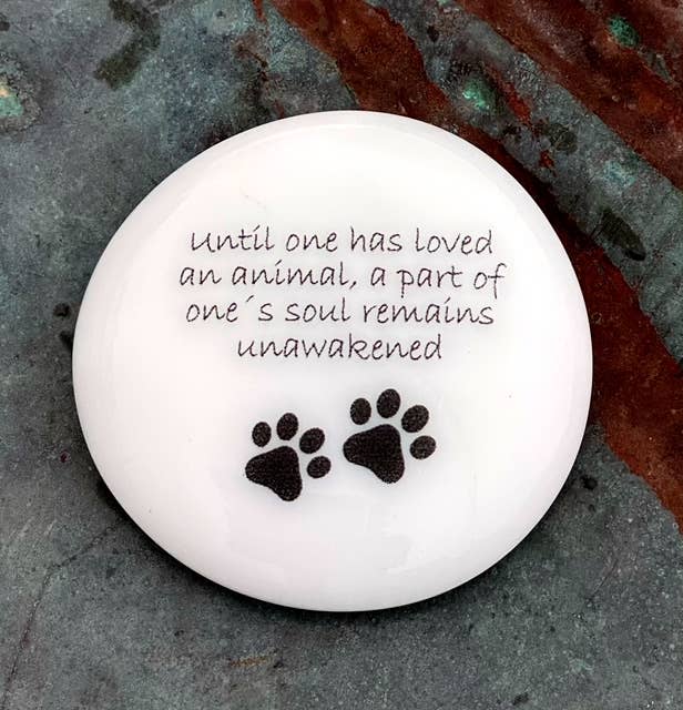 Pet Grief Imprinted Glass Stones (40) in Dough Bowl Display