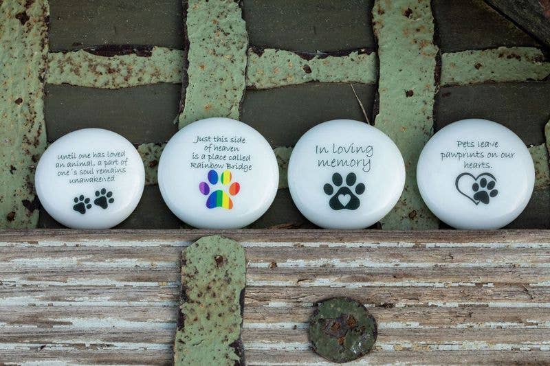 Pet Grief Imprinted Glass Stones (40) in Dough Bowl Display