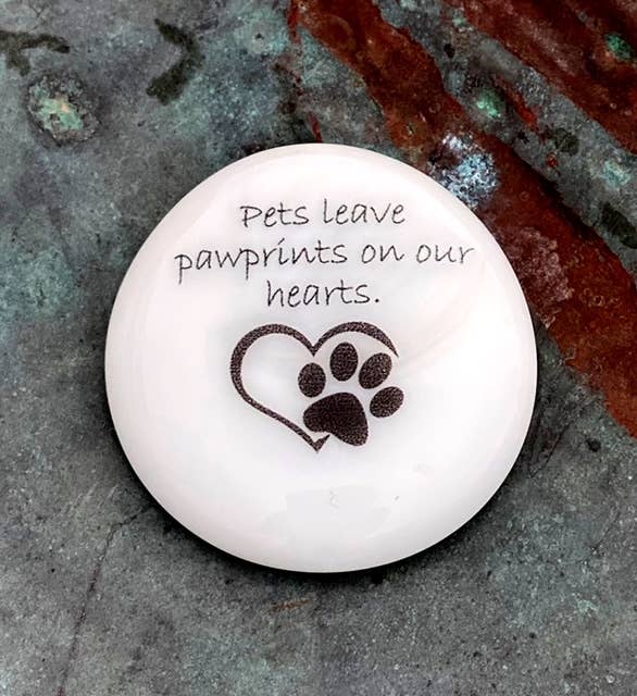Pet Grief Imprinted Glass Stones (40) in Dough Bowl Display