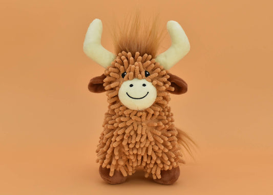 Multipet Floppy Highland Cow Dog Toy 10"