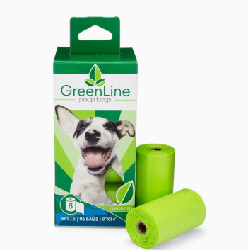 GreenLine Biodegradable Poop Bags - 8 Roll Pack