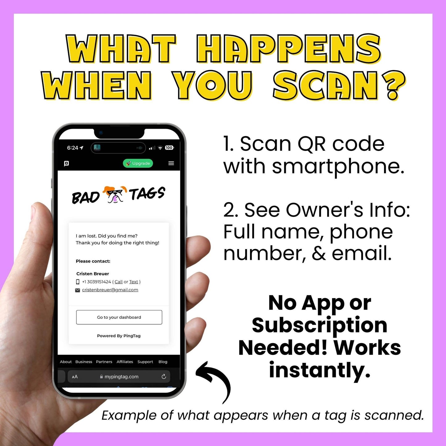 Dog Tag w/ Personalized QR Code - Can't Control my Licker