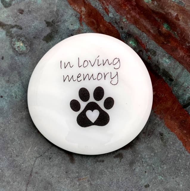 Pet Grief Imprinted Glass Stones (40) in Dough Bowl Display