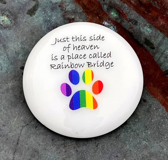 Pet Grief Imprinted Glass Stones (40) in Dough Bowl Display