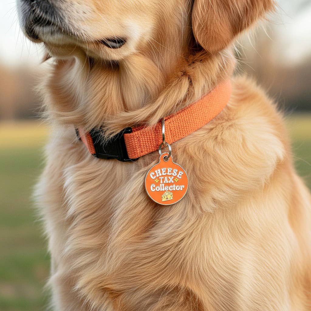 Cute Dog Tag w/ Personalized QR Code - Cheese Tax Collector