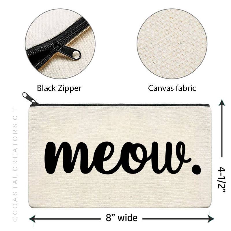 Cat Meow Multi-Use Canvas Zippered Pouch Bag