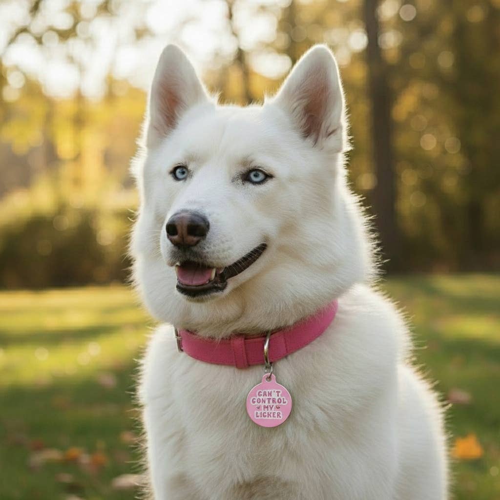 Dog Tag w/ Personalized QR Code - Can't Control my Licker