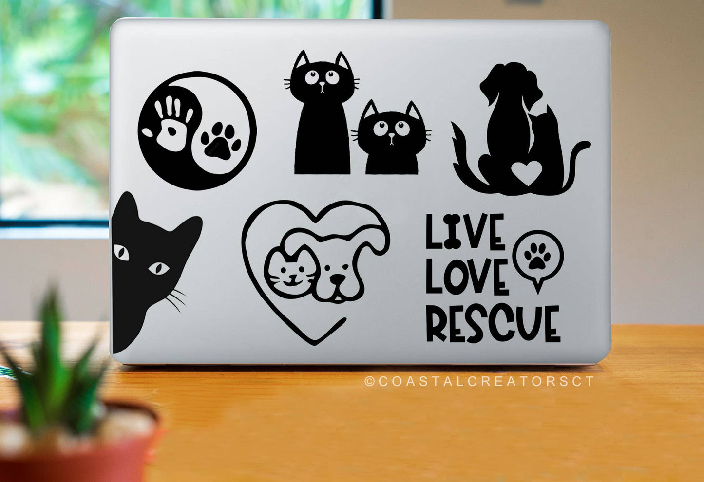 Cat Claws Paw Vinyl Laptop Sticker (Black, Packaged)