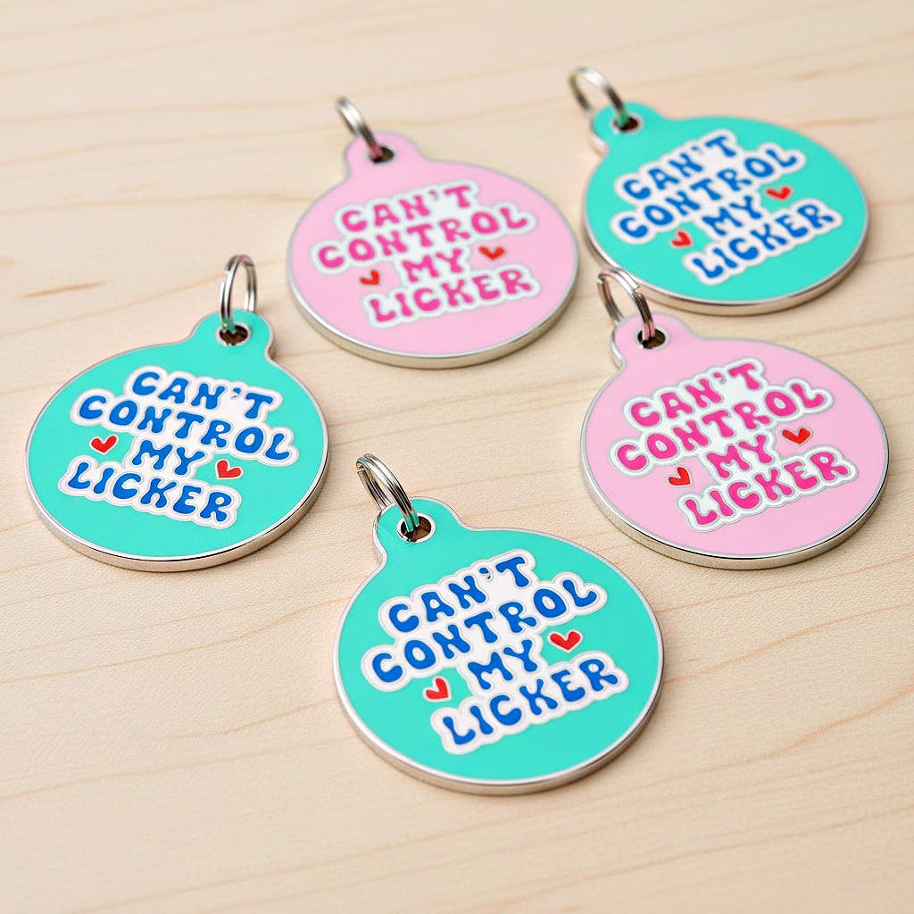 Dog Tag w/ Personalized QR Code - Can't Control my Licker