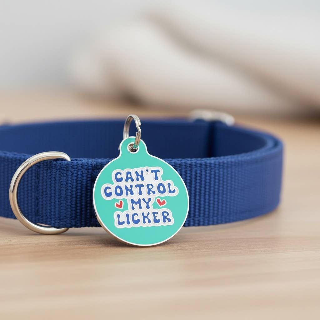 Dog Tag w/ Personalized QR Code - Can't Control my Licker
