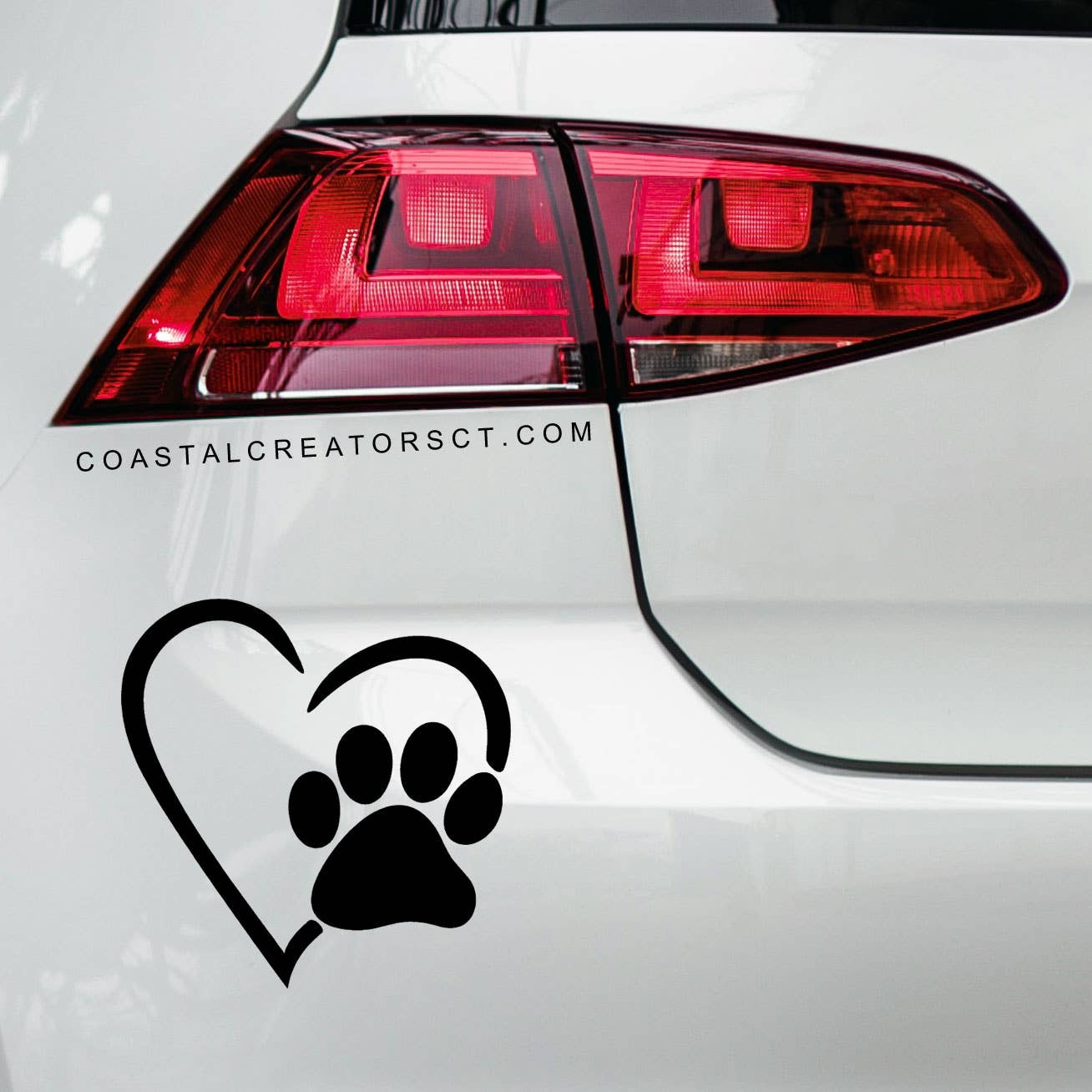 Heart Dog Paw Vinyl Laptop Sticker (Black, Packaged)
