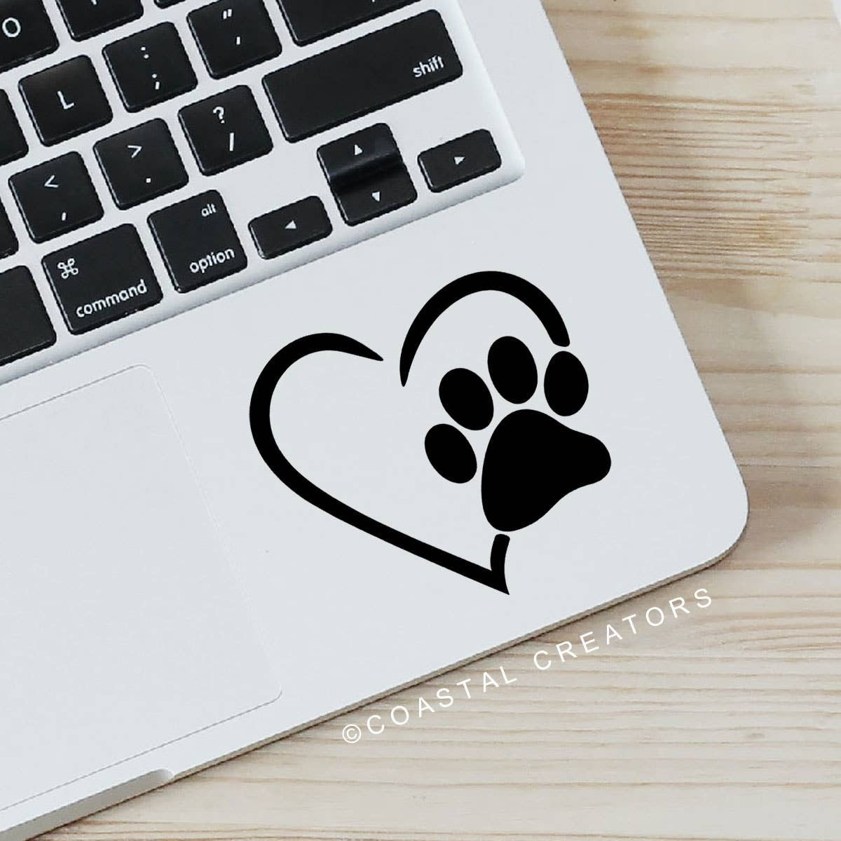 Heart Dog Paw Vinyl Laptop Sticker (Black, Packaged)