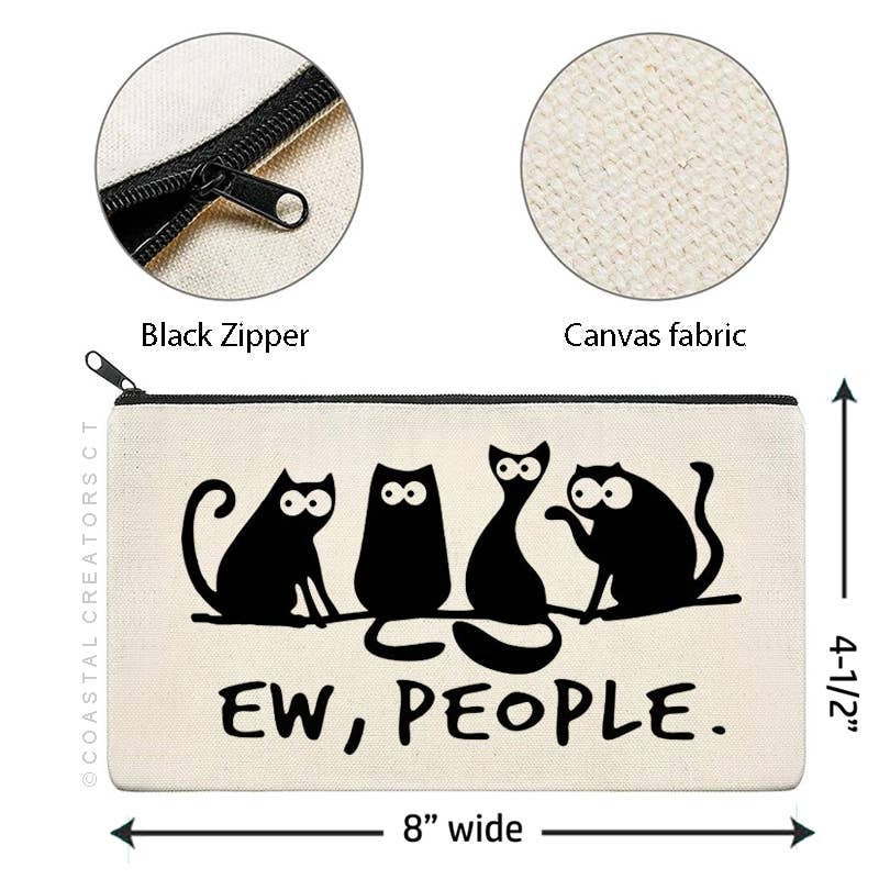 Cat Ew People Canvas Multi-Purpose Zipper Bag (Packaged)