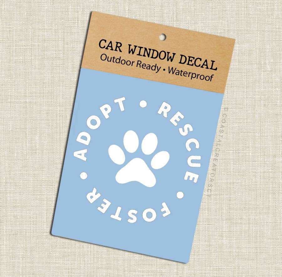 Adopt Rescue Foster Vinyl Window Sticker Decal (Packaged)