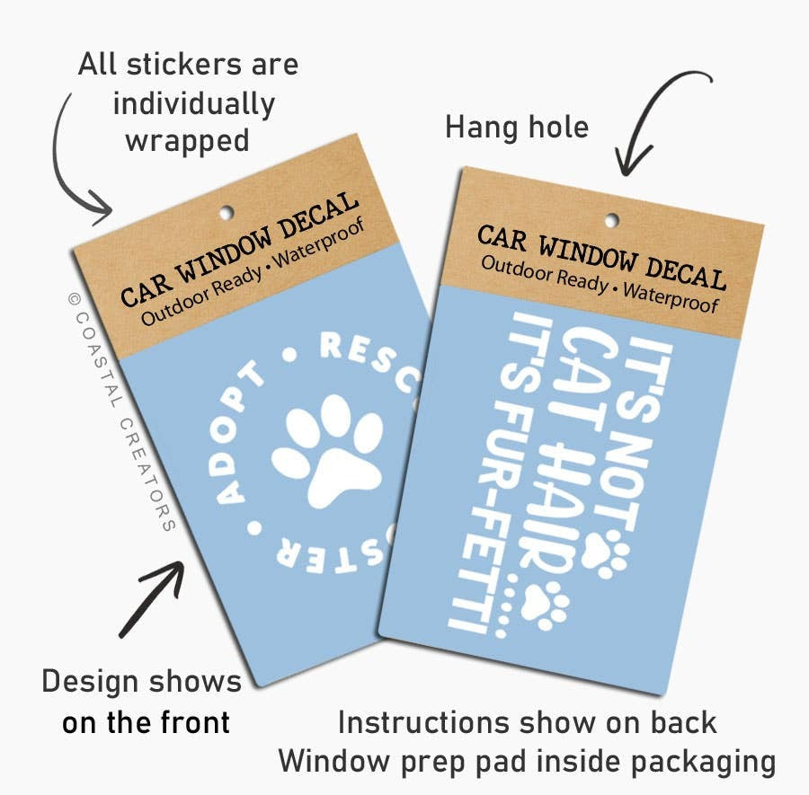 Adopt Rescue Foster Vinyl Window Sticker Decal (Packaged)