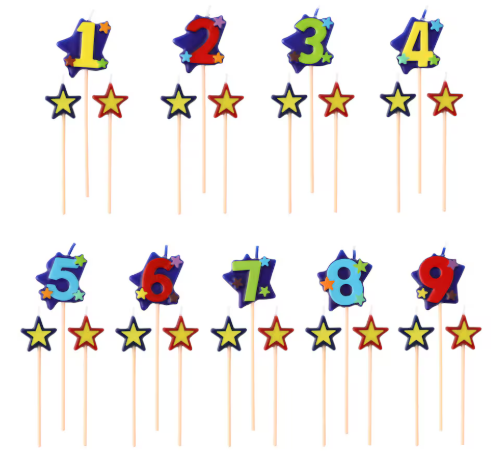 Number Birthday Candles on a Stick, 3-pc