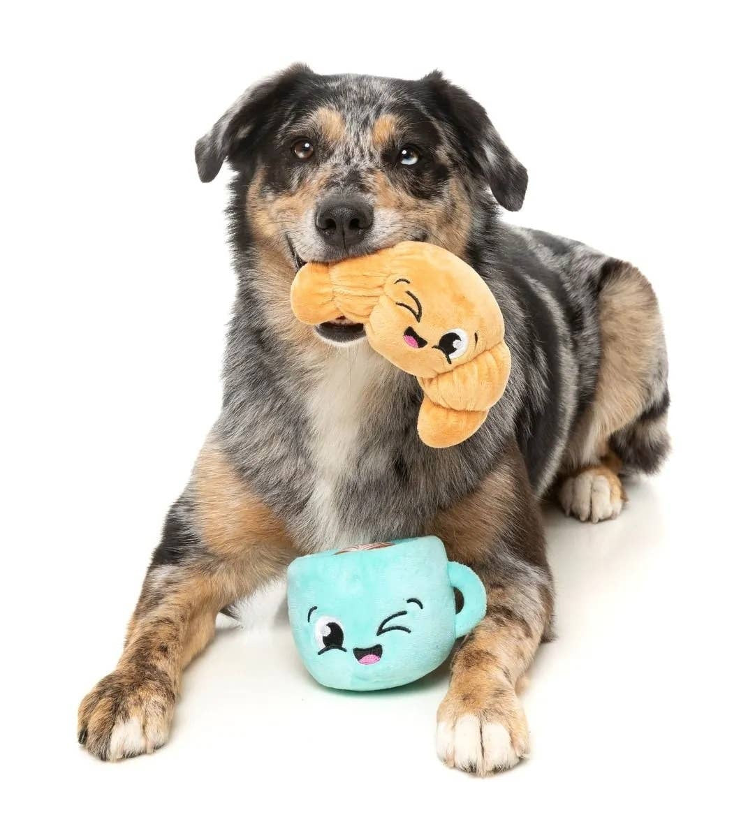 FuzzYard Croissant & Cappuccino Plush Dog Toy 2pk