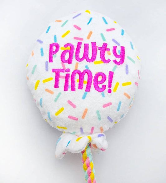 ThoozyPet Birthday Balloon Plush Dog Toy with Rope 7"