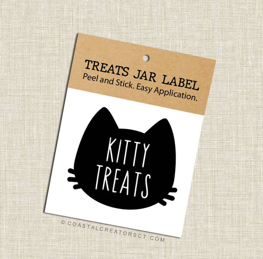 Kitty Cat Treats Jar Label (Black, Packaged, Video)