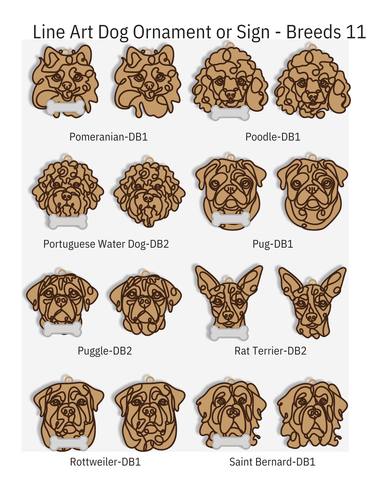 Wooden Dog & Cat Ornaments