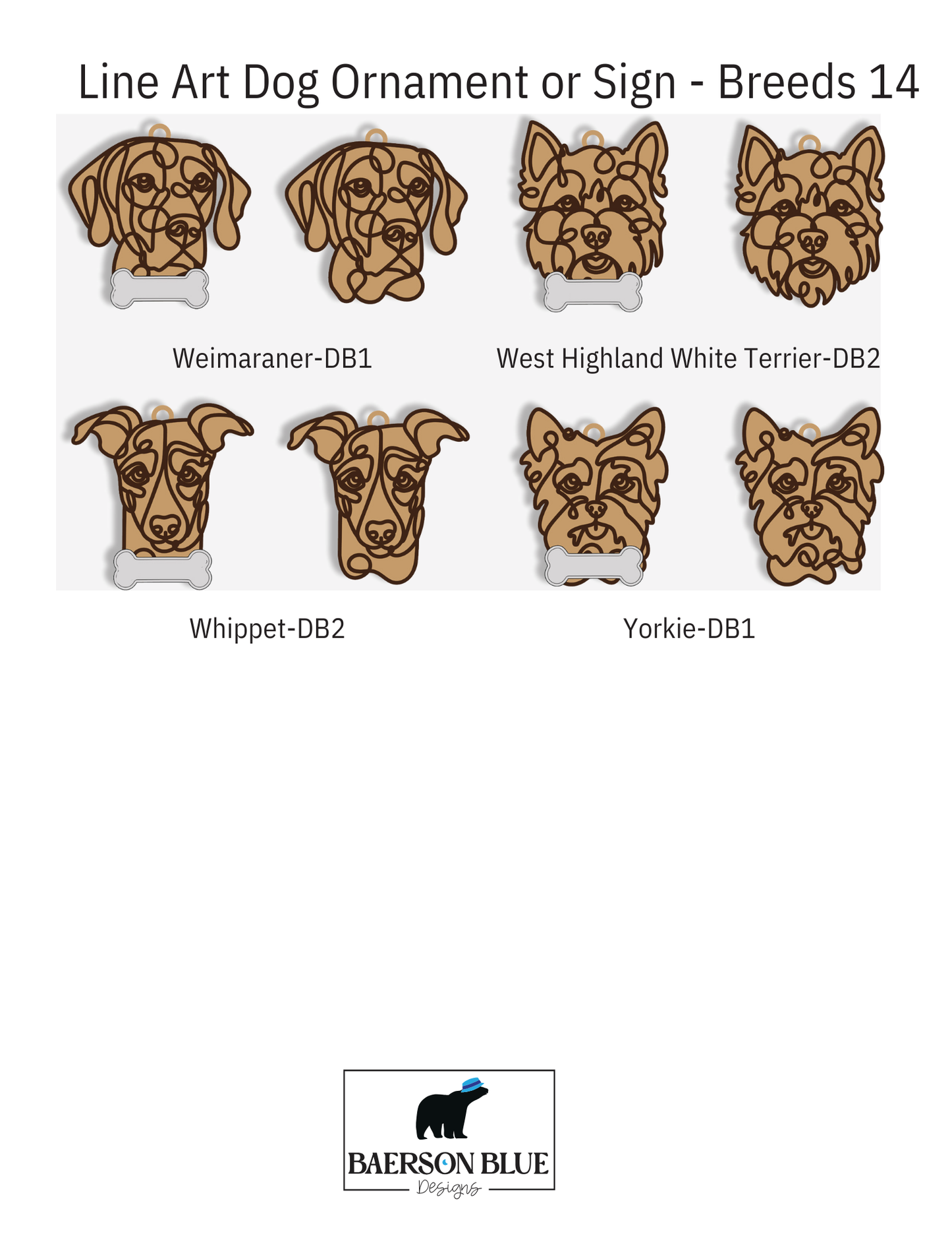 Wooden Dog & Cat Ornaments