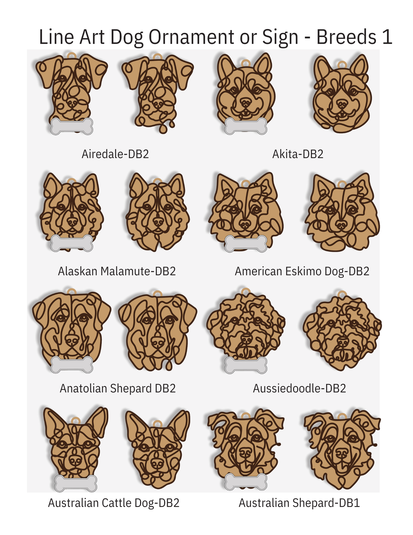 Wooden Dog & Cat Ornaments