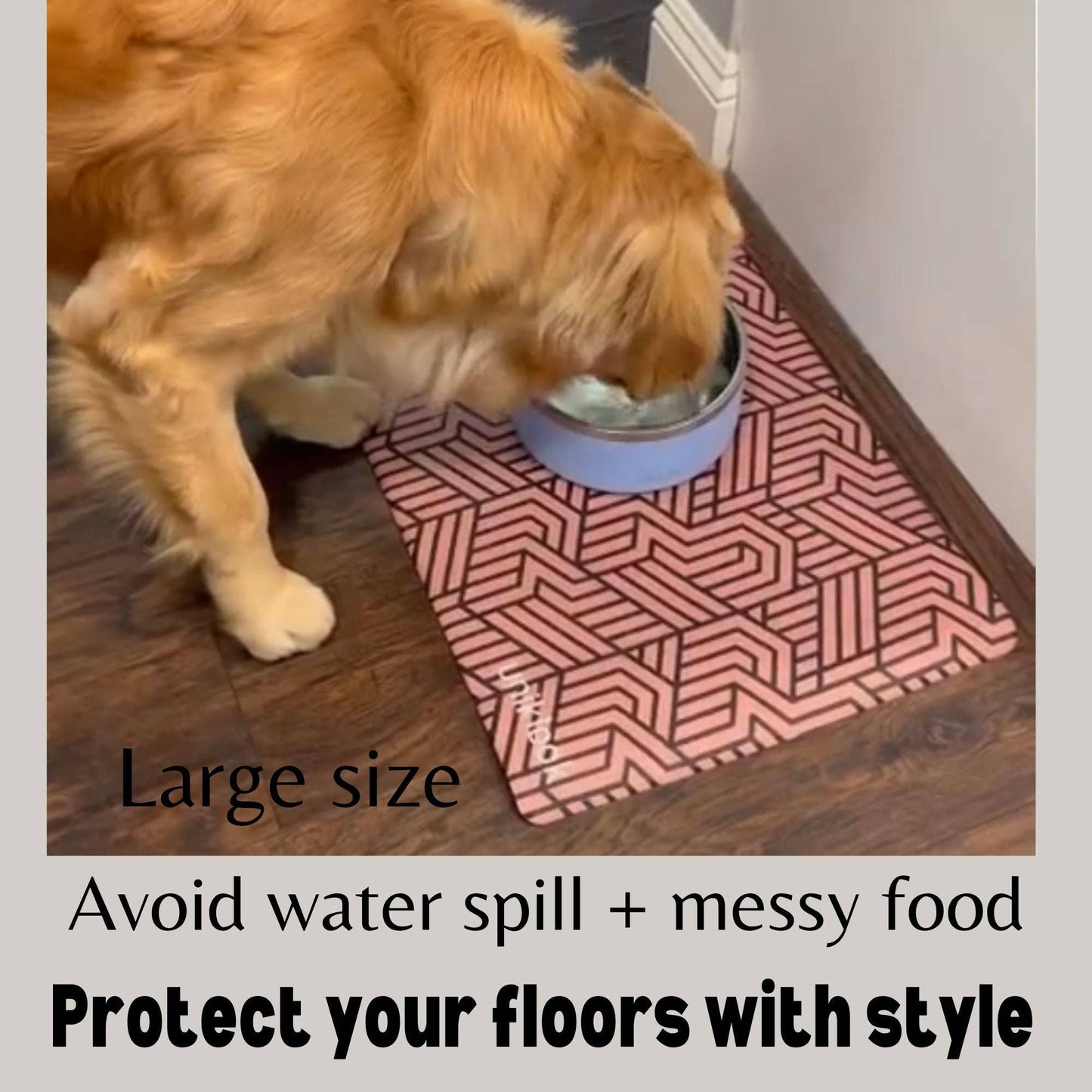 Dog food mat Pet placemat Vegan Leather 28"x16.5" Waterproof