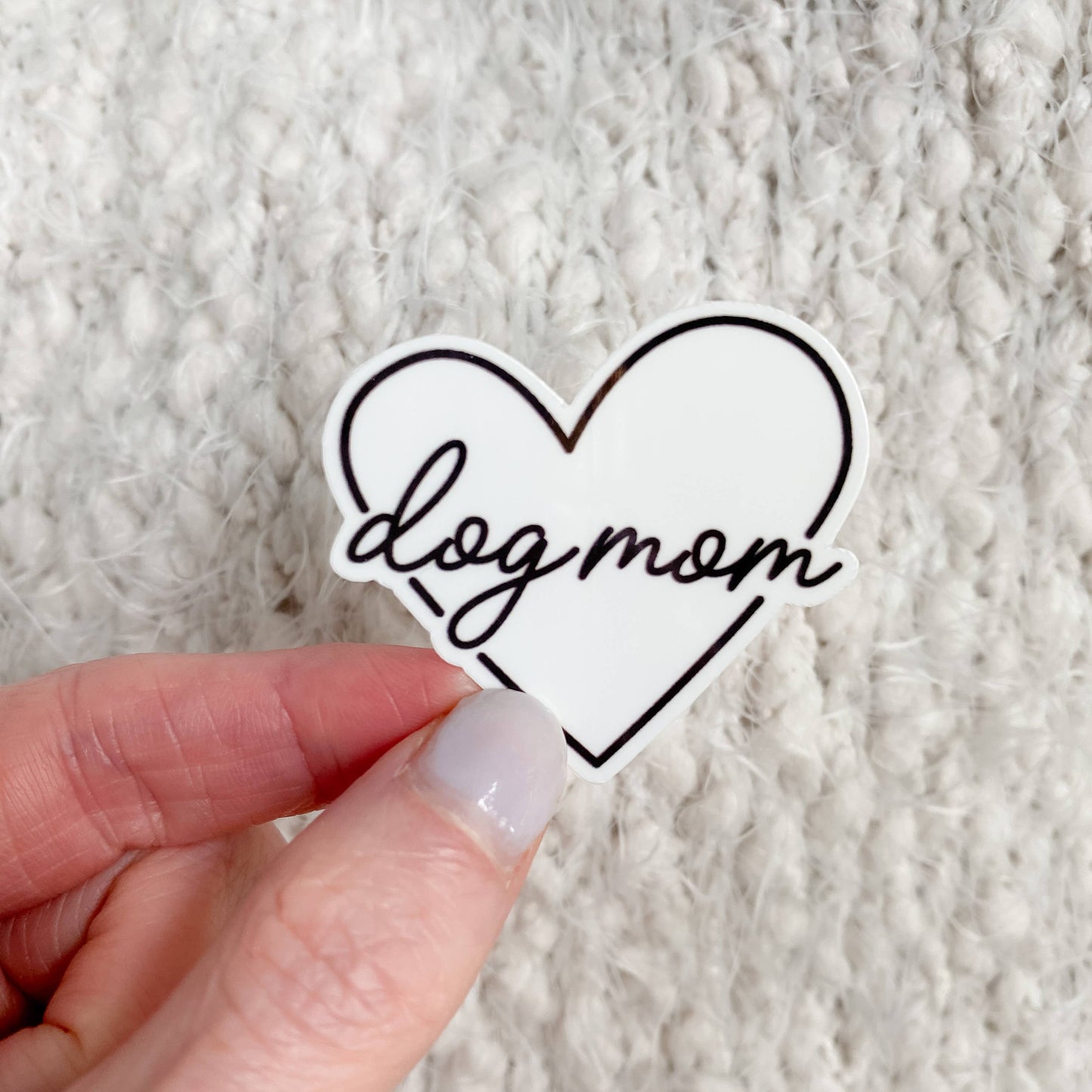 Black and White Heart Dog Mom Sticker