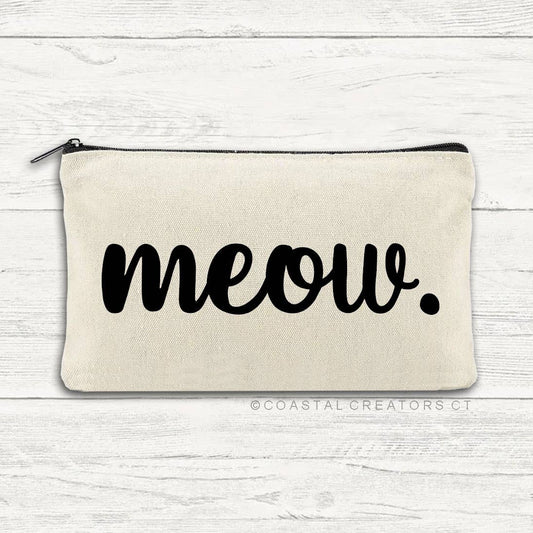 Cat Meow Multi-Use Canvas Zippered Pouch Bag