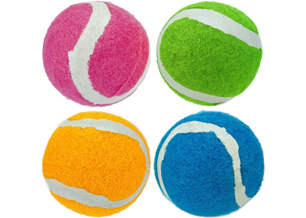 Multipet Minipet Squeaky Tennis Balls Dog Toy Asst. 4pk 2"