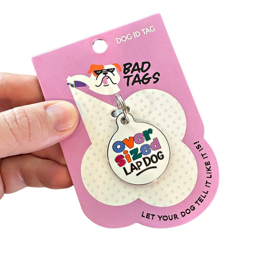 Dog ID Tag with Personalized QR Code - Oversized Lap Dog