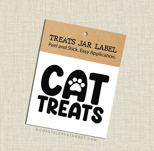 Cat Treats Jar Label (Black, Packaged, Video)