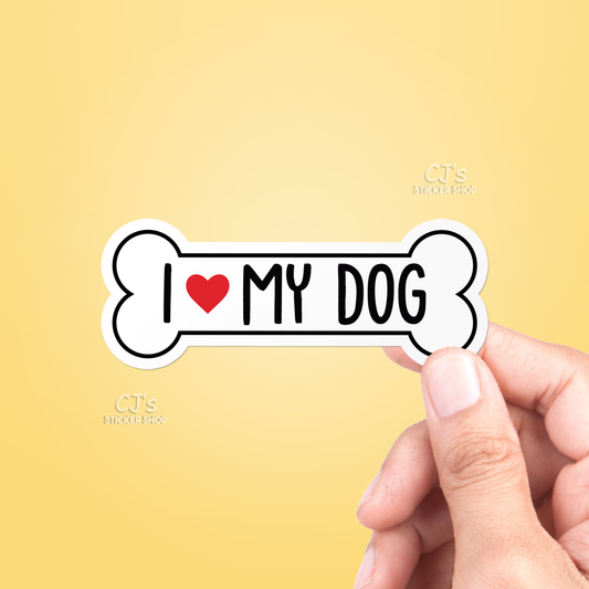 I Love My Dog Sticker Vinyl Decal