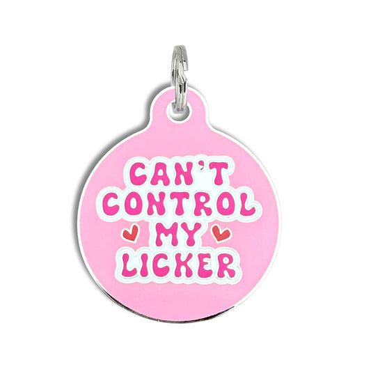Dog Tag w/ Personalized QR Code - Can't Control my Licker