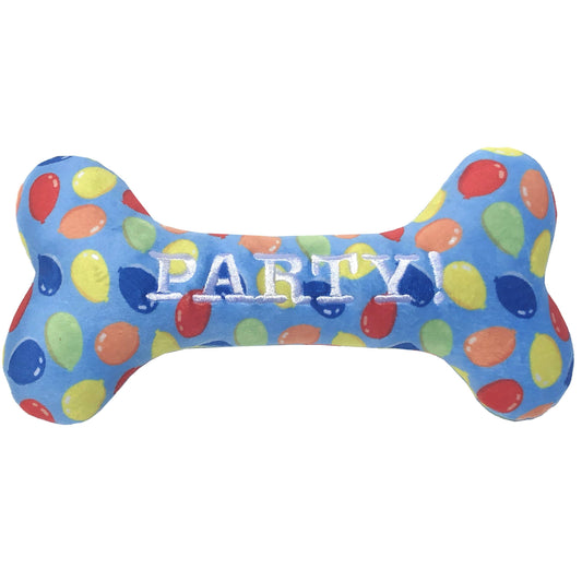Party Time Bone Blue Dog Toy