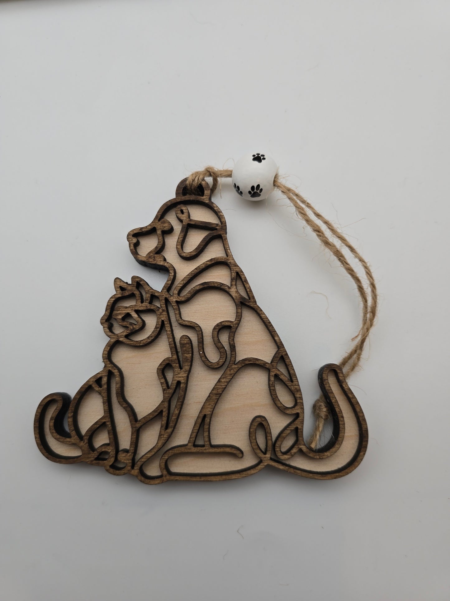 Wooden Dog & Cat Ornaments