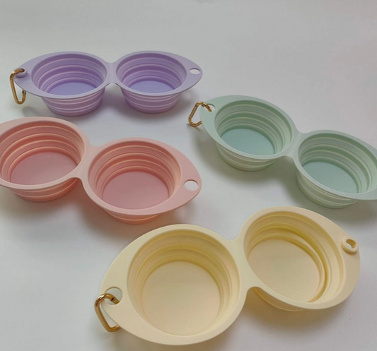 Collapsible Double Travel Dog Bowl – Silicone with Clip
