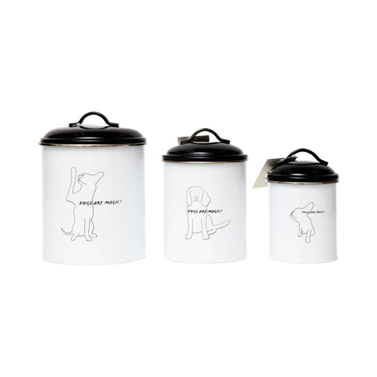 Black & White Pet Food & Treat Storage Canisters (Set of 3)