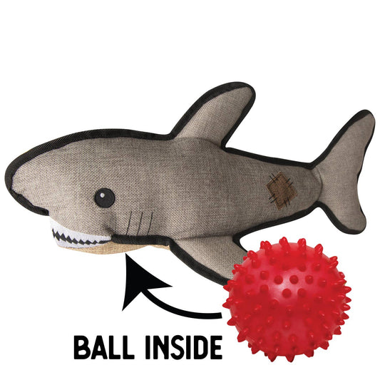 SnugArooz Saul the Shark w/ Rubber Spikey Ball Dog Toy 19"