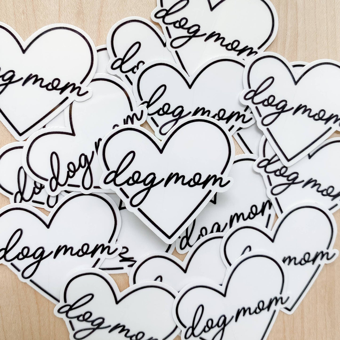Black and White Heart Dog Mom Sticker